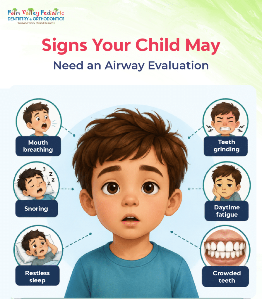 Infographic showing signs your child may need an airway evaluation