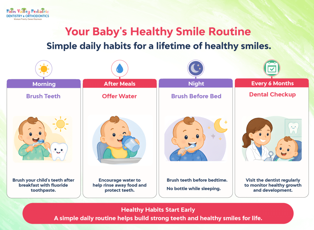Daily oral care routine for a healthy baby's smile